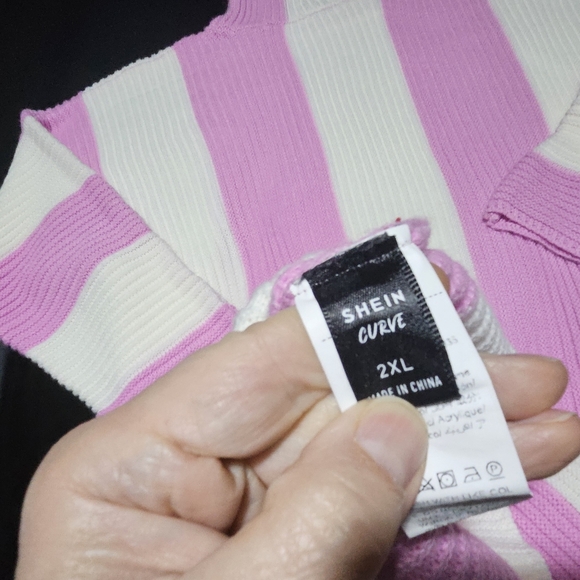 SHEIN Privé Plus Two Tone Turtleneck Drop Shoulder Sweater Dress Deadstock - Picture 2 of 3